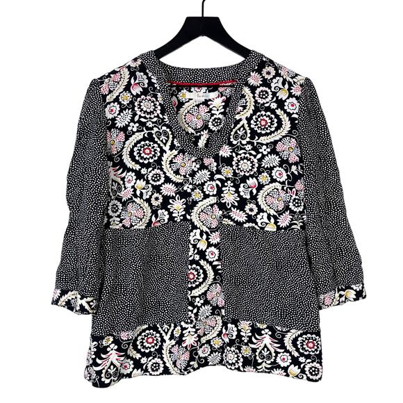 Boden Tops - Boden Size 10 Viscose Mollie Paisley Spotted Mix Print Blouse Top Black